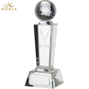 Noble Manufacturer Golf Ball Crystal Glass Outdoor Sports Gift Customized Personalized Bespoke Logo Golf Trophy Award Hand Craft