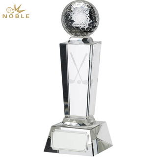 Noble Manufacturer Golf Ball Crystal Glass Outdoor Sports Gift Customized Personalized Bespoke Logo Golf Trophy Award Hand Craft