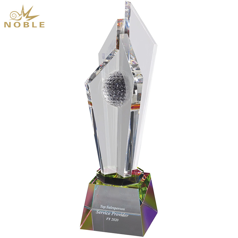 Noble Golf Ball Crystal Glass Sports Gift Customized Personalized Bespoke Logo Golf Trophy Award Hand Craft