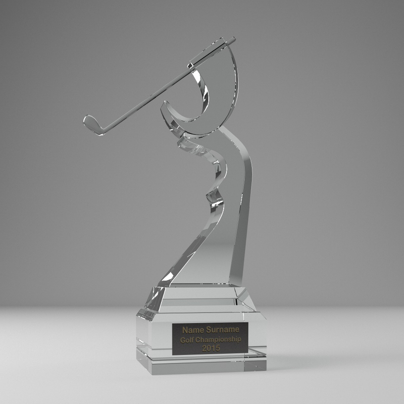 Noble High Quality K9 Crystal With 3D Laser Business Gift Sports Awards Custom Bespoke Logo Golf A Hole in One Trophy Hand Craft