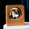 Noble Crystal Ball With 3D Laser Engraving Picture Inside With LED Wood Frame Pet Gift