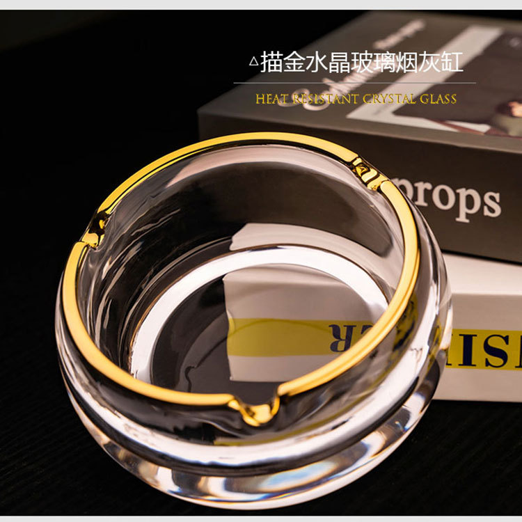 Noble Optical Crystal With Gold Edges Award Trophy Award Custom Logo Business Office Gift Ashtray Hand Craft