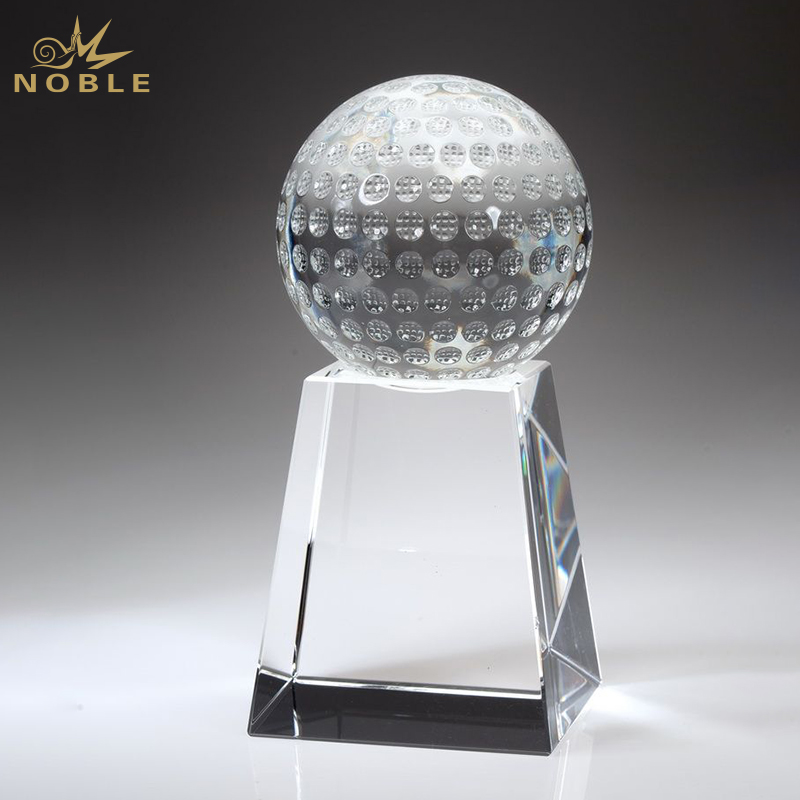 Noble Crystal Glass Golf Ball Custom Logo Golf Trophy Award