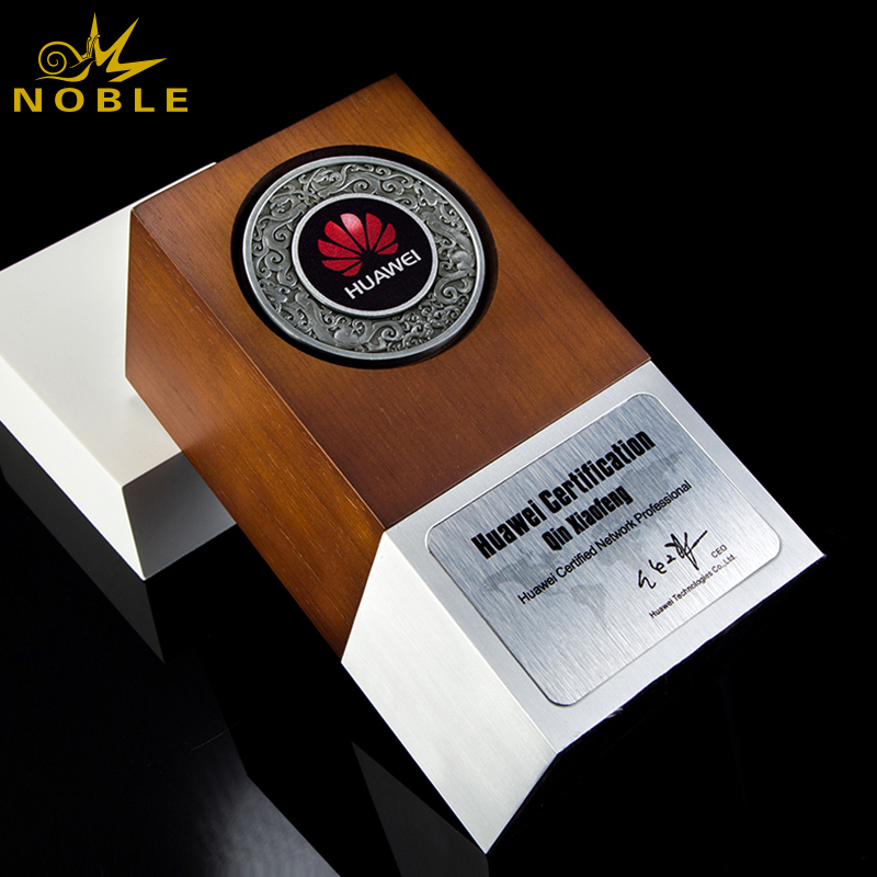 Noble Custom Metal Base Wood Trophy with Medal Inserting