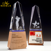 Free Engraving Custom Crystal Trophy on Wooden Base 