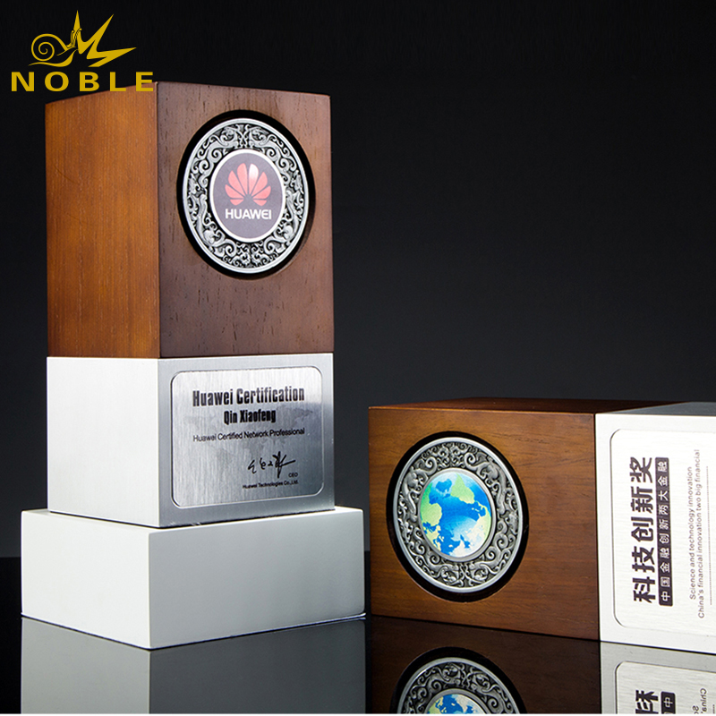 Noble Custom Metal Base Wood Trophy with Medal Inserting
