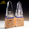 Free Engraving Custom Crystal Trophy on Wooden Base 