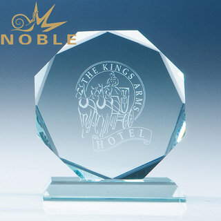 Jade Glass Facetted Octagon Trophy