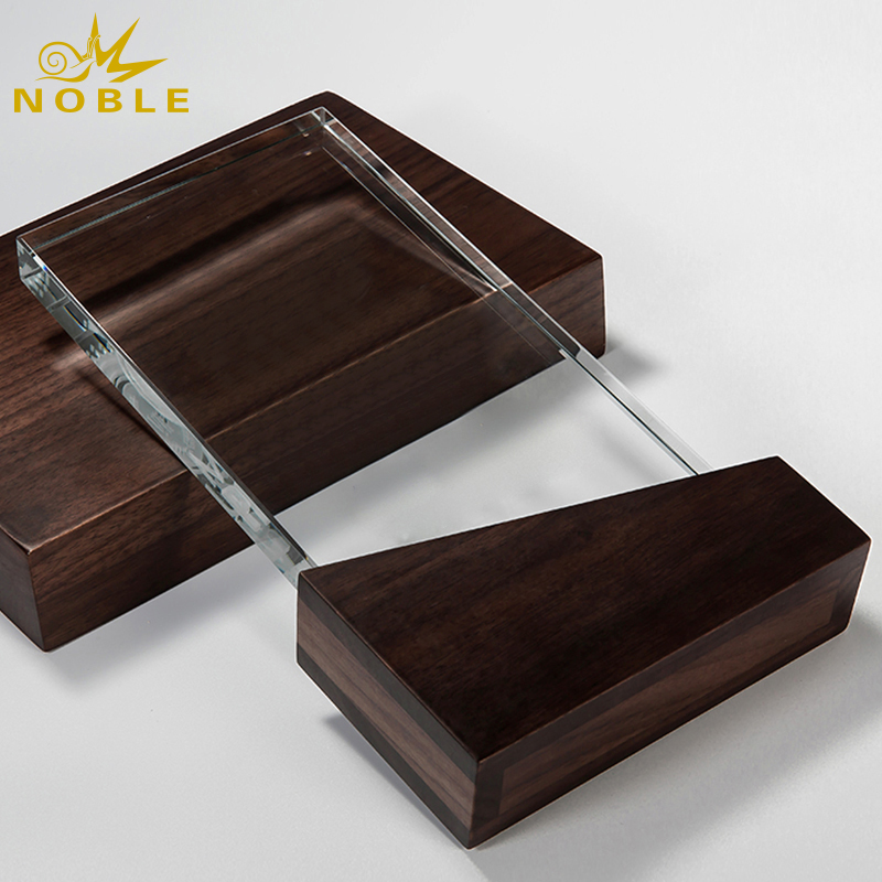 Free Engraving Custom Wood Base Crystal Trophy