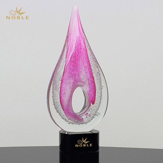 Coral Fusion Art Glass Trophy