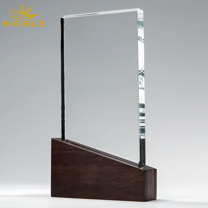 Free Engraving Custom Wood Base Crystal Trophy