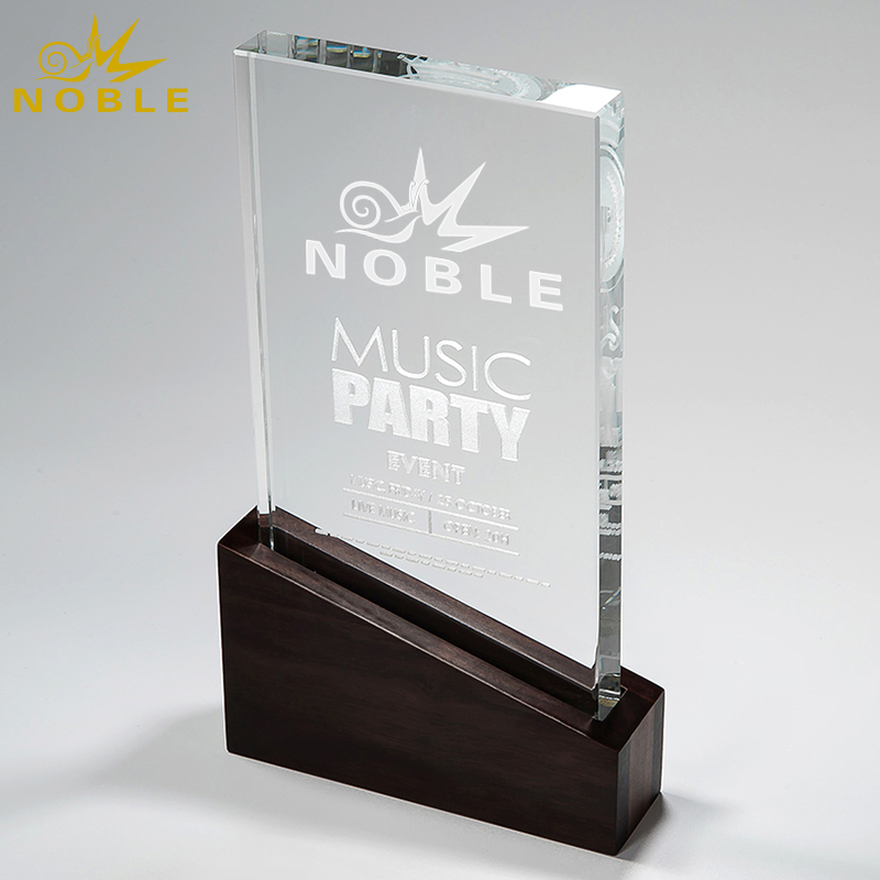 Free Engraving Custom Wood Base Crystal Trophy