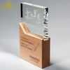 New Design Custom Crystal Trophy with Wood Base 
