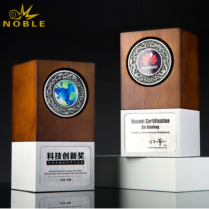 Noble Custom Metal Base Wood Trophy with Medal Inserting