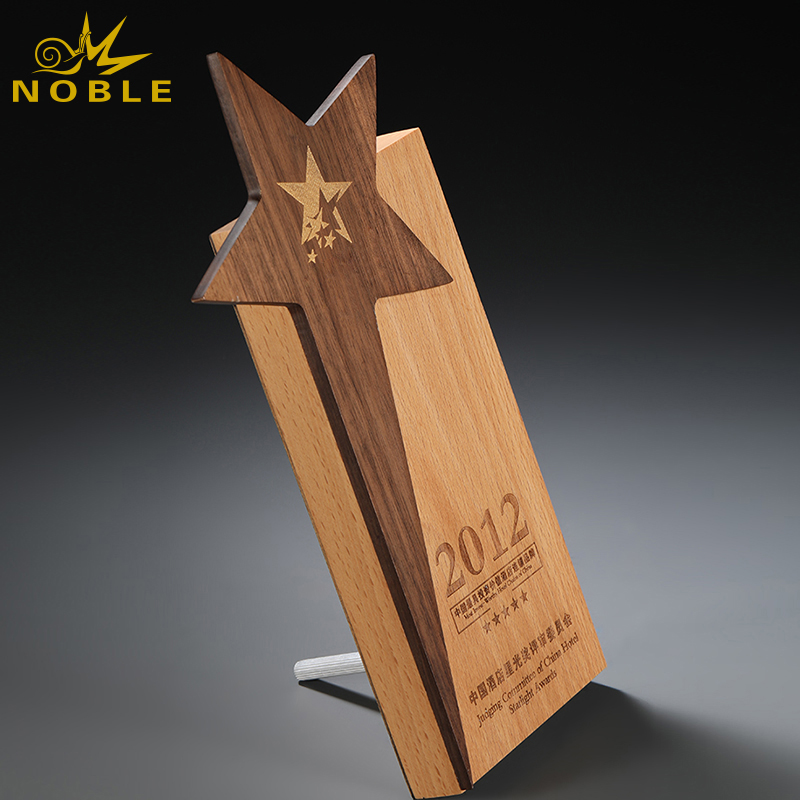 Factory Direct Sale Souvenir Use Custom Star Wooden Trophy Award 