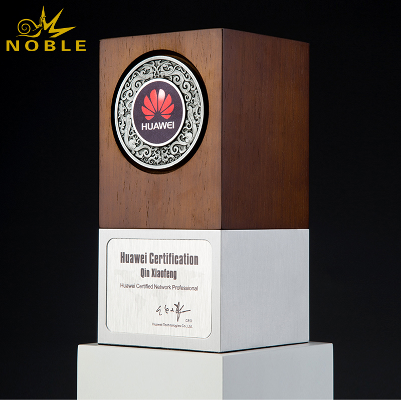 Noble Custom Metal Base Wood Trophy with Medal Inserting