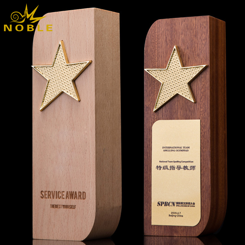  Blank Wooden Plaques Award With Gold Star