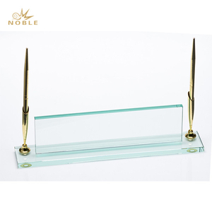 Jade Rectangle Glass Name Plate Pen Hold 