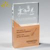 New Design Custom Crystal Trophy with Wood Base 