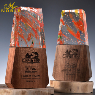 High Quality Custom Crystal Trophy Award Wood Base Craft
