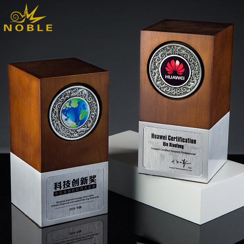 Noble Custom Metal Base Wood Trophy with Medal Inserting