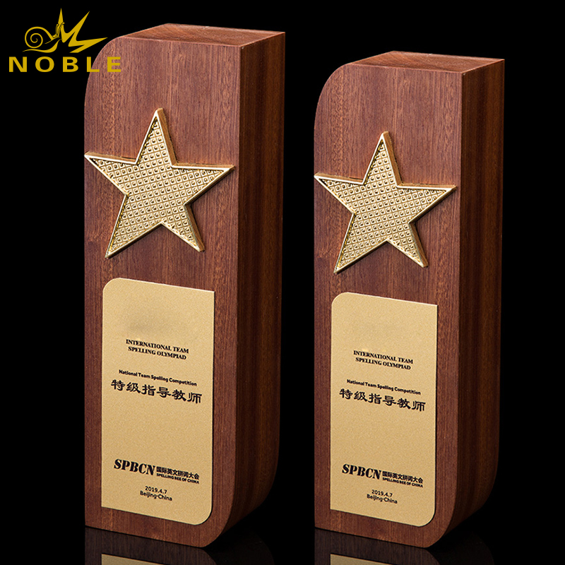  Blank Wooden Plaques Award With Gold Star
