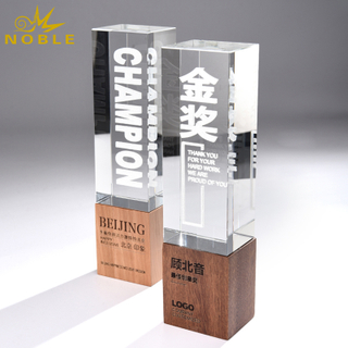 Crystal and Wooden Award Trophy