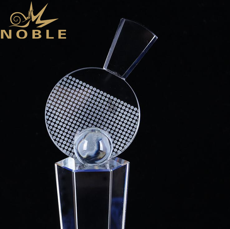 Free Engraving High Quality Sports Crystal Trophy for PingPong