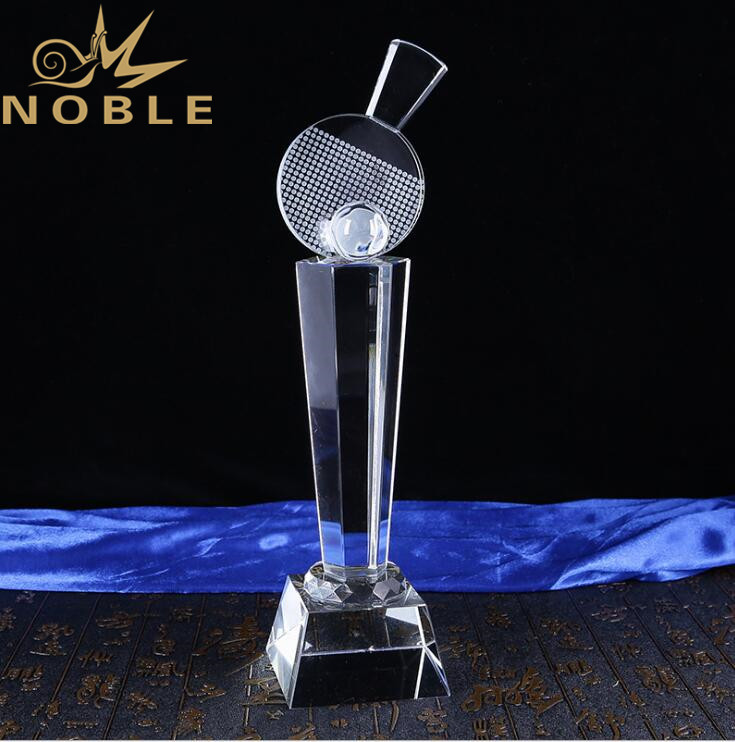 Free Engraving High Quality Sports Crystal Trophy for PingPong