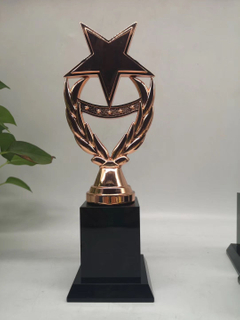 Rising Metal Star Trophy Black Stand Trophy Star Crystal Sports Awards