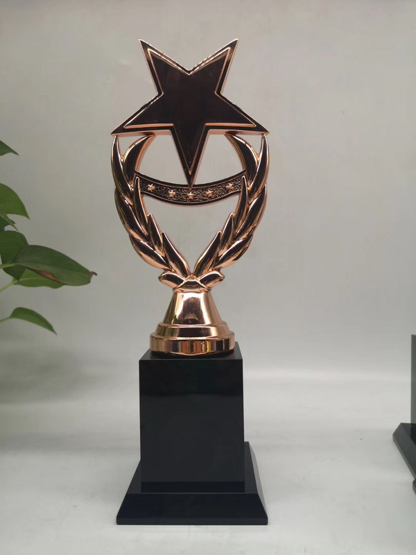 Rising Metal Star Trophy Black Stand Trophy Star Crystal Sports Awards