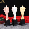Etched Crystal Metal Star Trophy Award with Black Base for Elegant Company Awards