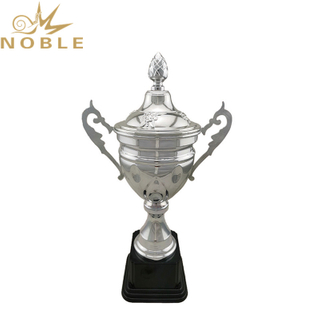 Sports Games Shiny Silver Metal Cup Trophy with Black Base