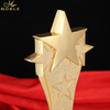 Etched Crystal Metal Star Trophy Award with Black Base for Elegant Company Awards