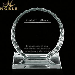 New Clear Costomerized Business Wedding Gift Base Round Shape Crystal Trophy Award