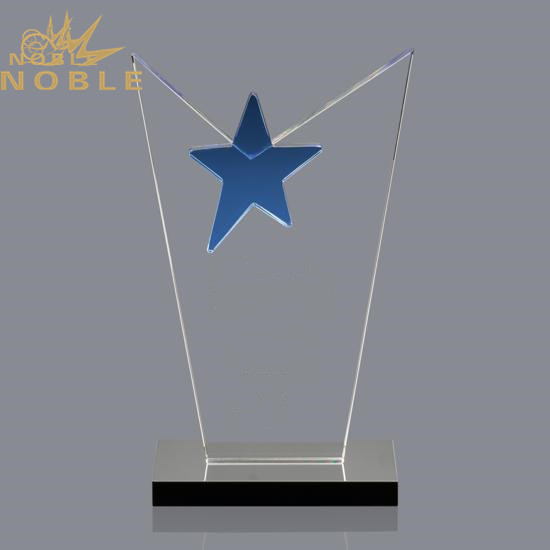 Rising Metal Star Trophy Black Stand Trophy Star Crystal Sports Awards