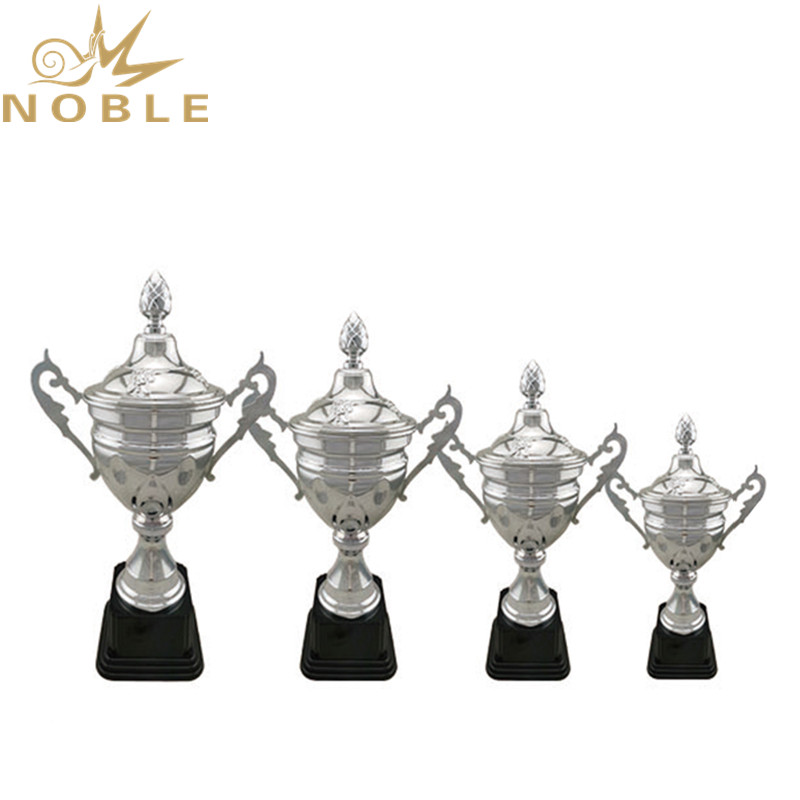 Sports Games Shiny Silver Metal Cup Trophy with Black Base