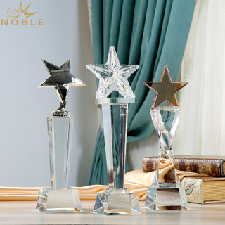 New Design Custom Crystal Star Trophy Award With Logo Print