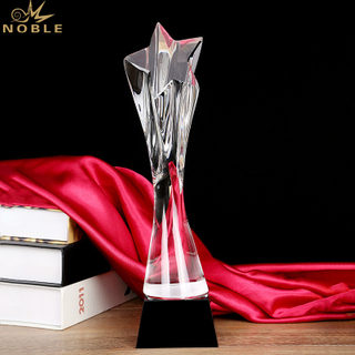 Customized Logo Text Engraved Star Shape Crystal Trophy