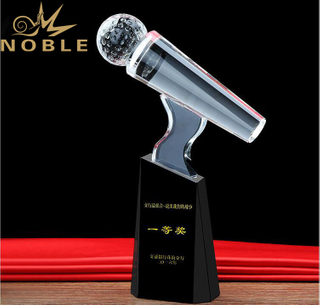 Noble Best Selling High Quality Free Engraving Crystal Microphone Award