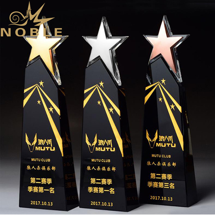 New Design High Quality Free Engraving Crystal Star Trophy 