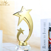 Gold Metal Star Trophy Crystal Award For President Souvenir