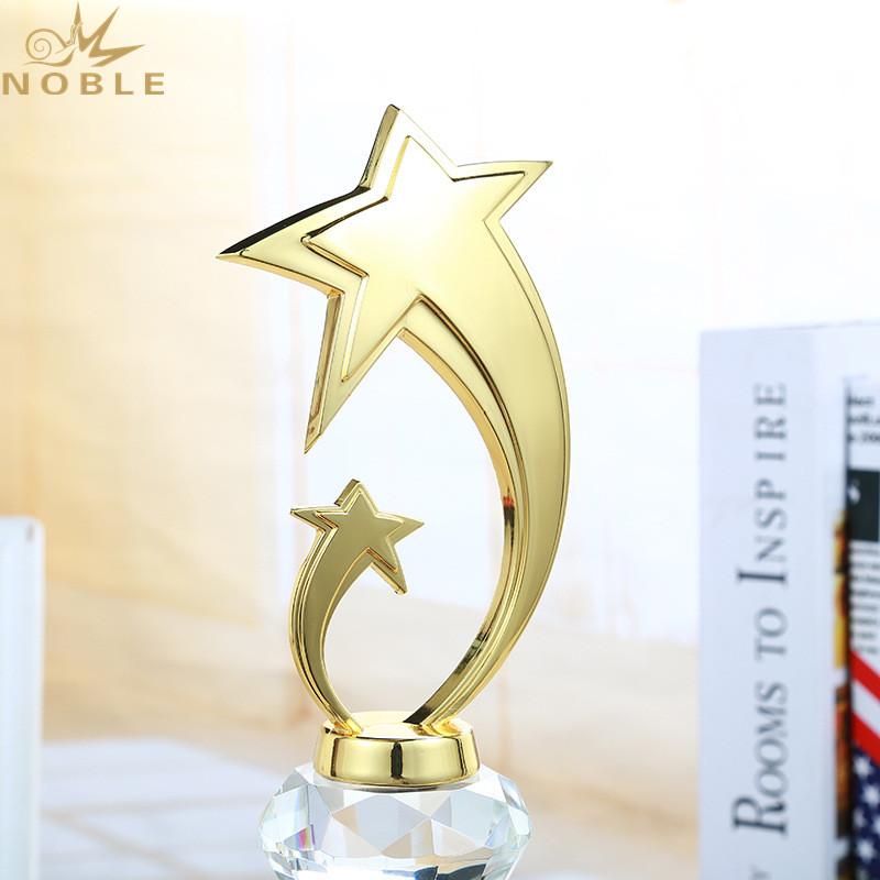 Gold Metal Star Trophy Crystal Award For President Souvenir