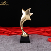 Gold Metal Star Optical Crystal Glass Trophy