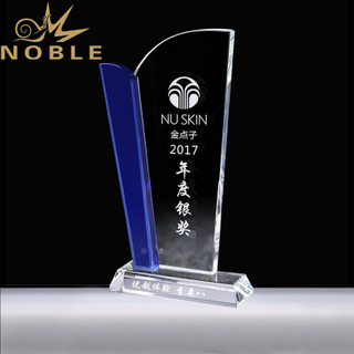 High Quality Custom Blue Crystal Plaque with Your Logo Engraving 