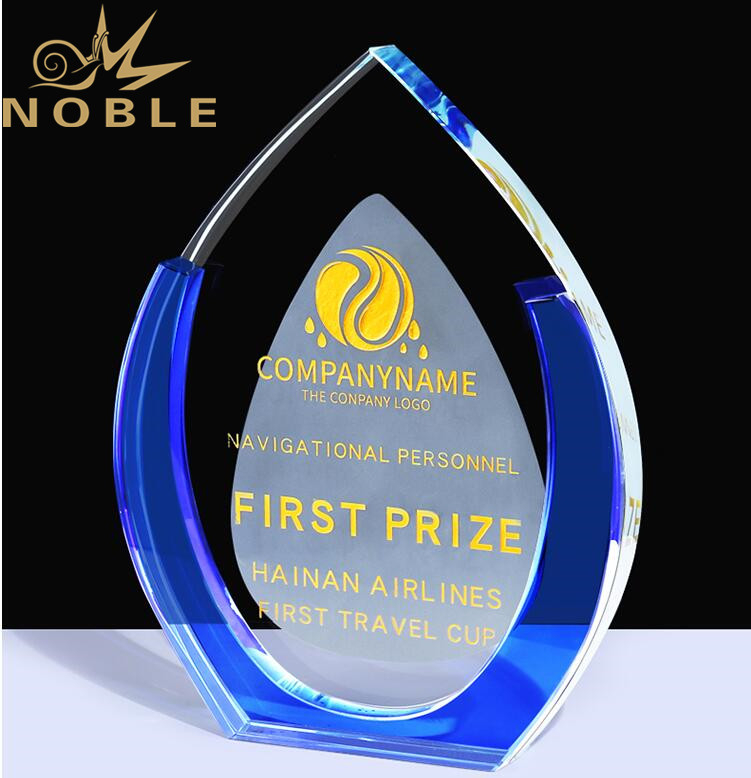 Custom Crystal Palque with Blue Edge 