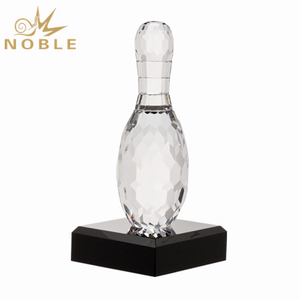 Sports Event Crystal Bowling Trophy with Black Base