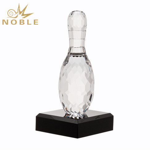 Sports Event Crystal Bowling Trophy with Black Base