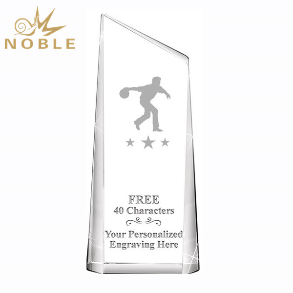 Clear Custom Crystal Bowling Trophy