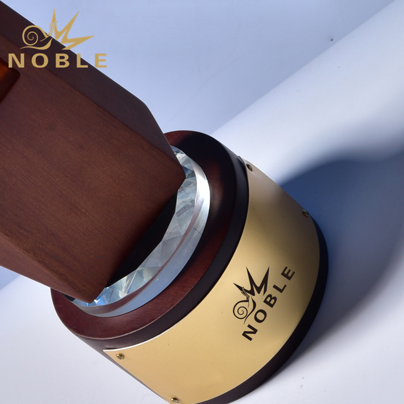 Hand Blown Glass Award Solid Wood Wooden Trophy